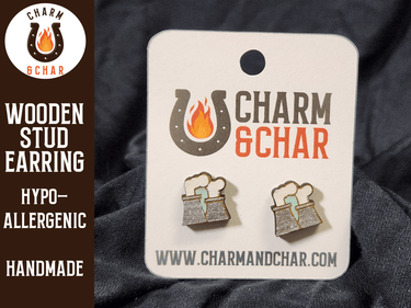 Cooling Tower Wood Stud Earrings - Nuclear Fashion Earring - Stud Earring - Charm and Char